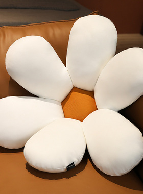 六瓣花抱枕黄色北欧几何靠垫客厅沙发枕千鸟格枕套橙色美式靠背垫