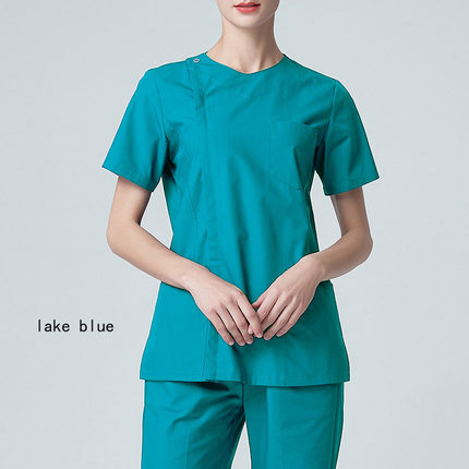 拉链洗手衣短袖医生服上衣纯棉手术衣女美容院工作服牙科刷手服棉
