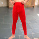 加绒加厚新郎外穿加绒高腰9分一体保暖裤 男士 结婚红色打底裤