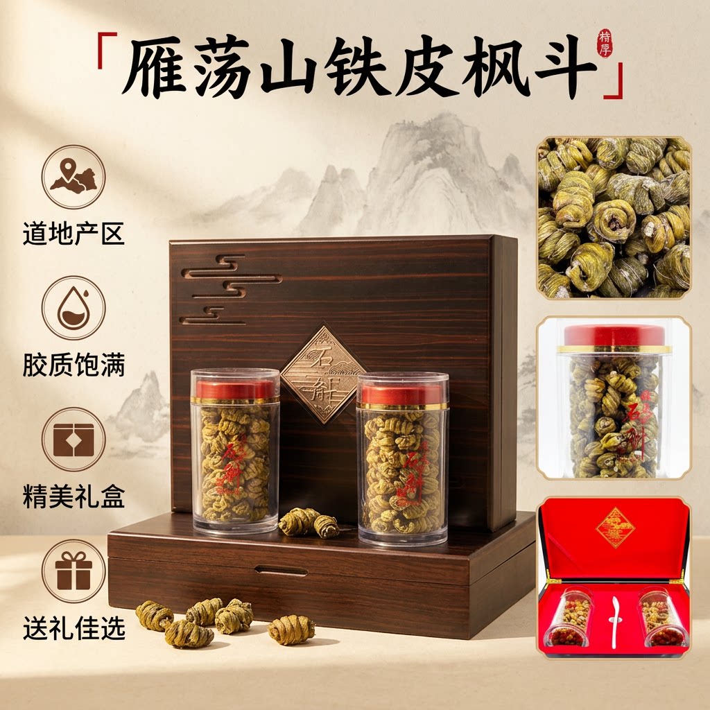 斛康源浙江乐清雁荡山铁皮石斛枫斗200克礼盒装100克 *2瓶