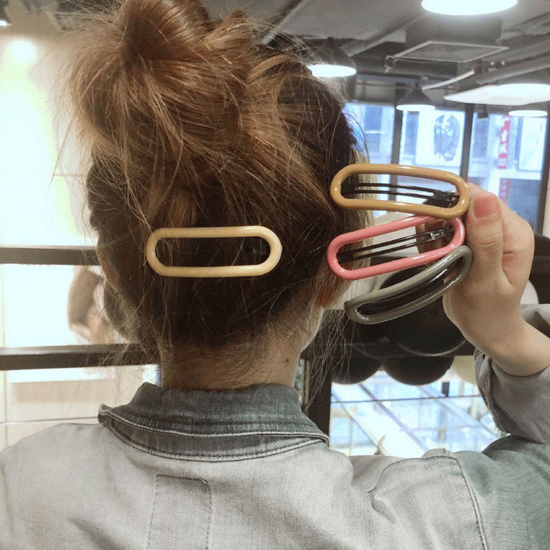 韩国东大门树枝彩色椭圆后脑勺网红简约夹子头饰边夹发卡碎发发夹