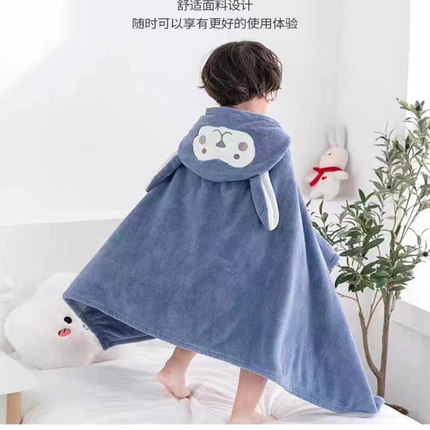 加厚儿童浴巾速干洗澡婴儿披风斗篷带帽加大珊瑚绒不掉毛吸水超柔