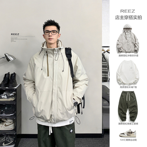 REEZ【店主穿搭】户外防风防水冲锋衣外套男春季宽松机能风登山服