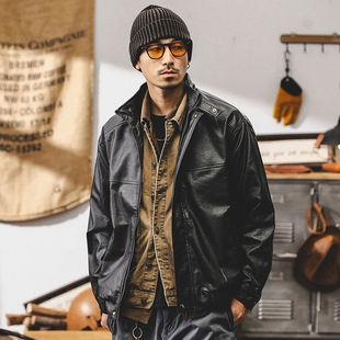 美式复古软皮衣外套男款宽松潮牌机车服硬汉帅气皮夹克男春季新款