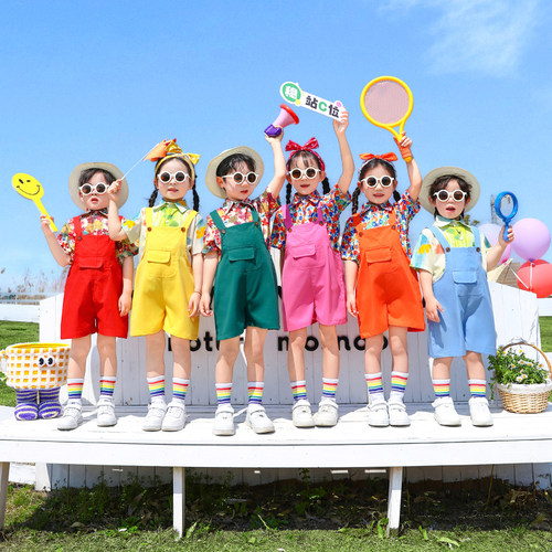 六一儿童幼儿园背带裤演出服港风