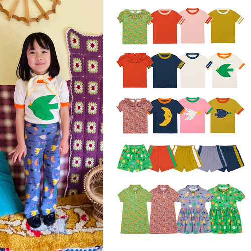 【清仓】MP系列夏季男女童短袖T恤花边领打底衫短裤套装连衣裙