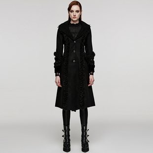 ╋魔叹╋ PUNKRAVE哥特GOTHIC宫廷洛丽塔LOLITA昵料长外套 DY1528