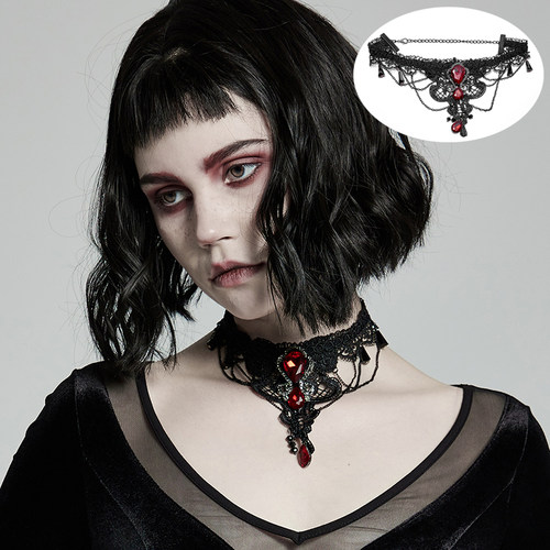╋魔叹╋ PUNK RAVE哥特GOTHIC复古红宝石颈环项链脖饰配饰 WS469