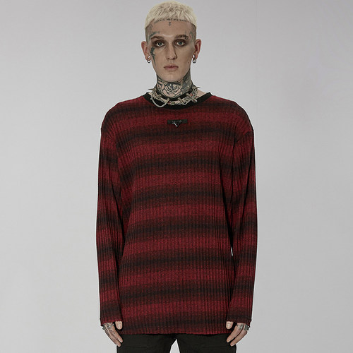 ╋魔叹╋PUNKRAVE朋克视觉KERA日常条纹套头宽松针织衫毛衣 WT735