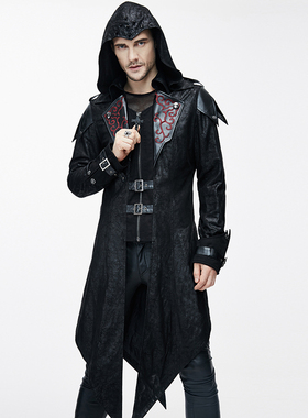╋魔叹╋DEVIL FASHION哥特GOTHIC朋克可拆帽男风衣外套CT06901,2