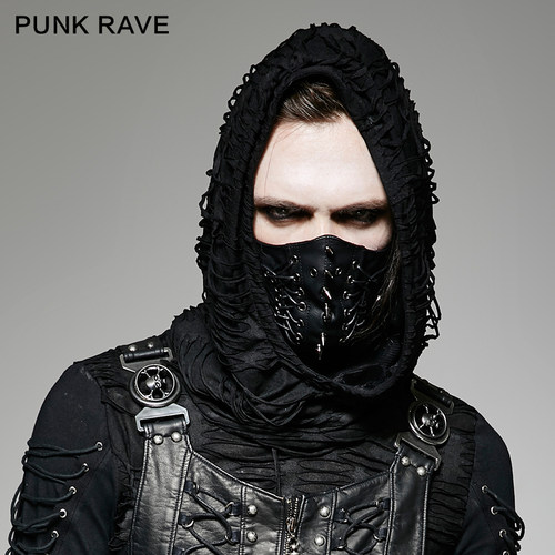 ╋魔叹╋ PUNK RAVE 摇滚野战CS尖钉中性朋克绑绳皮口罩面具 S182