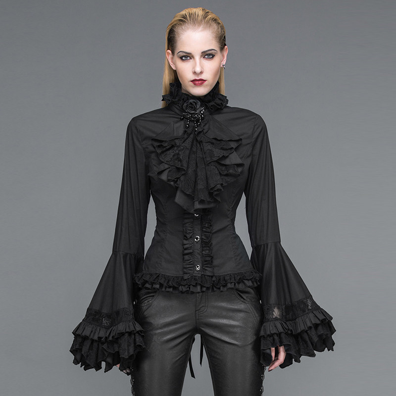 配领花哥特GOTHIC洛丽塔长袖衬衫