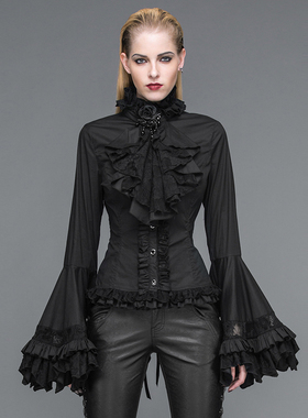 ╋魔叹╋DEVILFASHION配领花哥特GOTHIC洛丽塔长袖衬衫SHT00901,2
