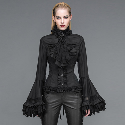 配领花哥特GOTHIC洛丽塔长袖衬衫