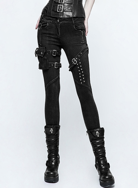 ╋魔叹╋PUNKRAVE蒸汽朋克哥特GOTHIC摇滚ROCK哈雷机车牛仔裤K295