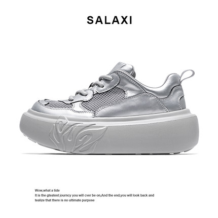 Salaxi/莎莱茜男鞋潮牌夏季新款透气百搭休闲鞋厚底增高板鞋女