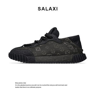 Salaxi/莎莱茜时尚爆款老钱风德训鞋女厚底百搭拼色运动休闲鞋男