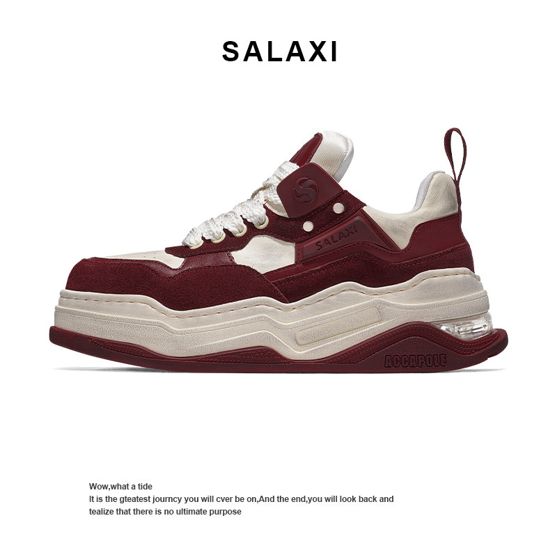 Salaxi/莎莱茜新年限定擦色安格拉红滑板鞋女厚底增高休闲鞋男,流行男鞋,时尚休闲鞋,淘宝优惠券,粉丝福利购,淘宝优惠卷