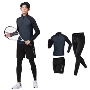 羽毛球服男秋冬季速干运动套装训练外套青少年网球定制球衣紧身裤