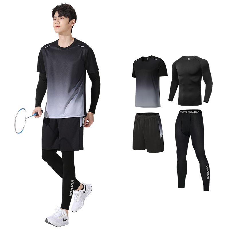 羽毛球服男冬季健身运动套装长袖速干衣秋冬青少年乒乓球训练装备