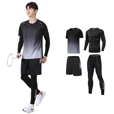 羽毛球服男运动套装长袖速干衣