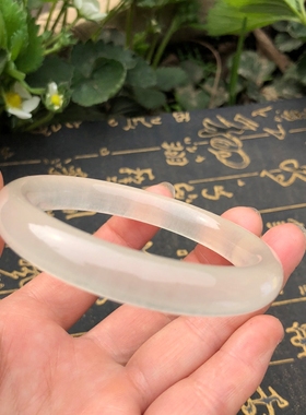 天然新疆和田昆仑白玉圆条玉手镯女款蚕丝玉石冰种细条镯子送证书