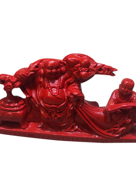 台湾朱砂金玉满堂摆件风水助运招财喜气洋洋如意童子摆饰送礼家居