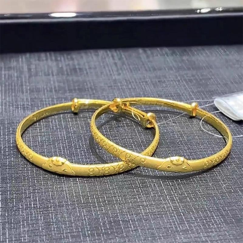 3D硬金黄金生肖蛇宝宝手镯999足金本命年满月周岁童镯纯黄金手环