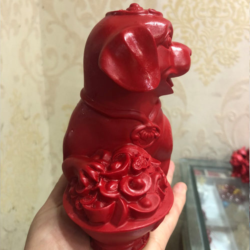 天然朱砂狗摆件室内办公桌生肖狗旺财招财属相狗摆台饰品送礼大号