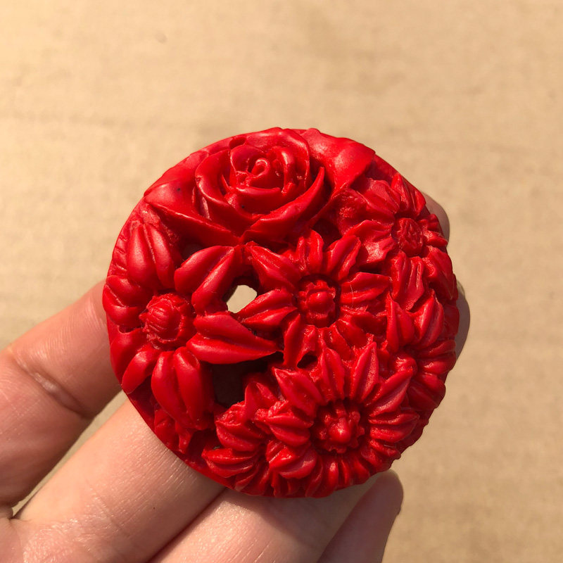 天然朱砂万寿花吊坠女款本命年毛衣链衣服百搭向阳太阳花朵挂饰品