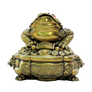 纯铜聚宝盆大金蟾摆件店里装饰三角蟾摆件送证书