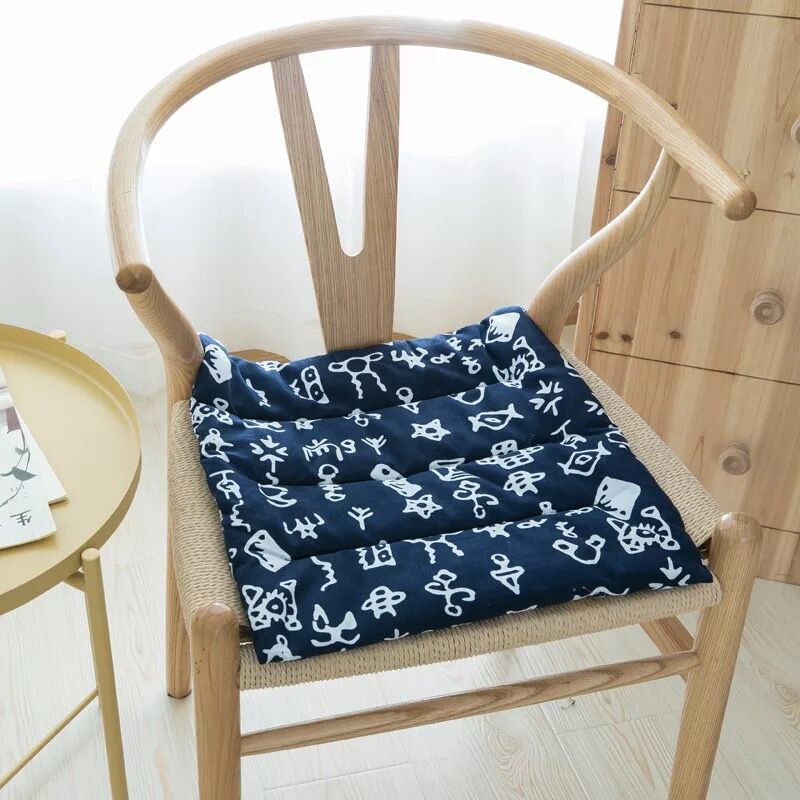 民族风复古布艺餐椅垫防滑系带便携四季电脑椅垫棉麻透气坐垫