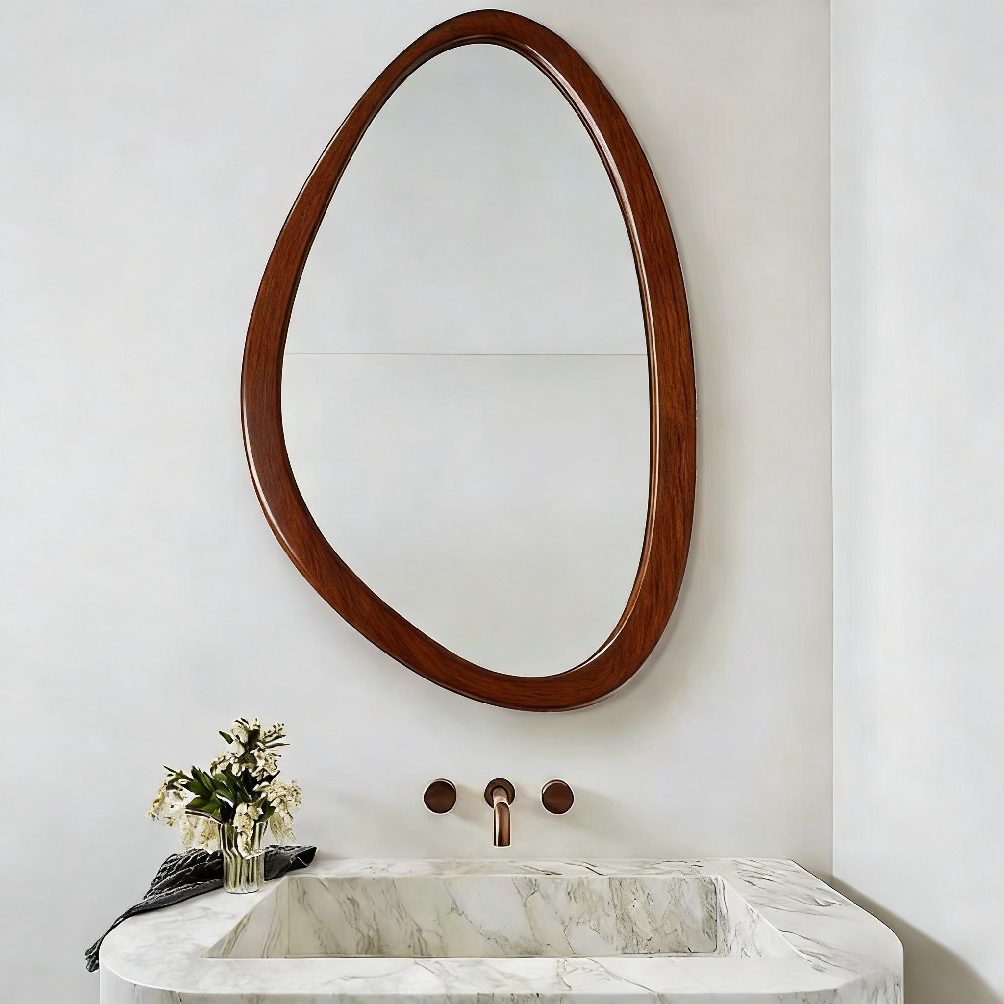 法式浴室化妆镜异形壁挂卫生间中古镜子网红不规则卧室复古梳妆镜