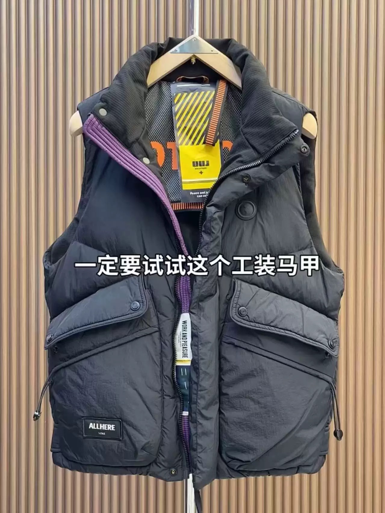 2025新款秋冬新款时尚立领加厚羽绒马甲男士工装拉链口袋休闲坎肩