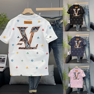 男士 潮牌刺绣字母印花短袖 时尚 潮牌上衣半袖 2026春季 情侣同款 新款
