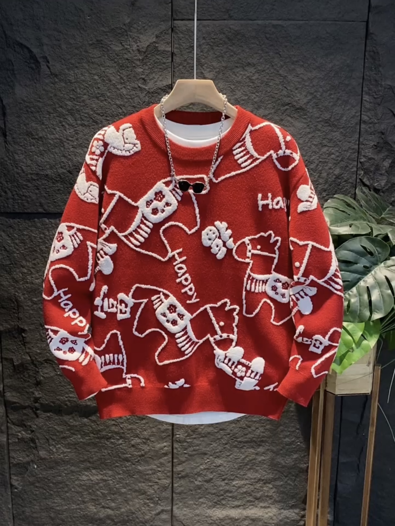 2025新款加厚针织衫圆领宽松套头