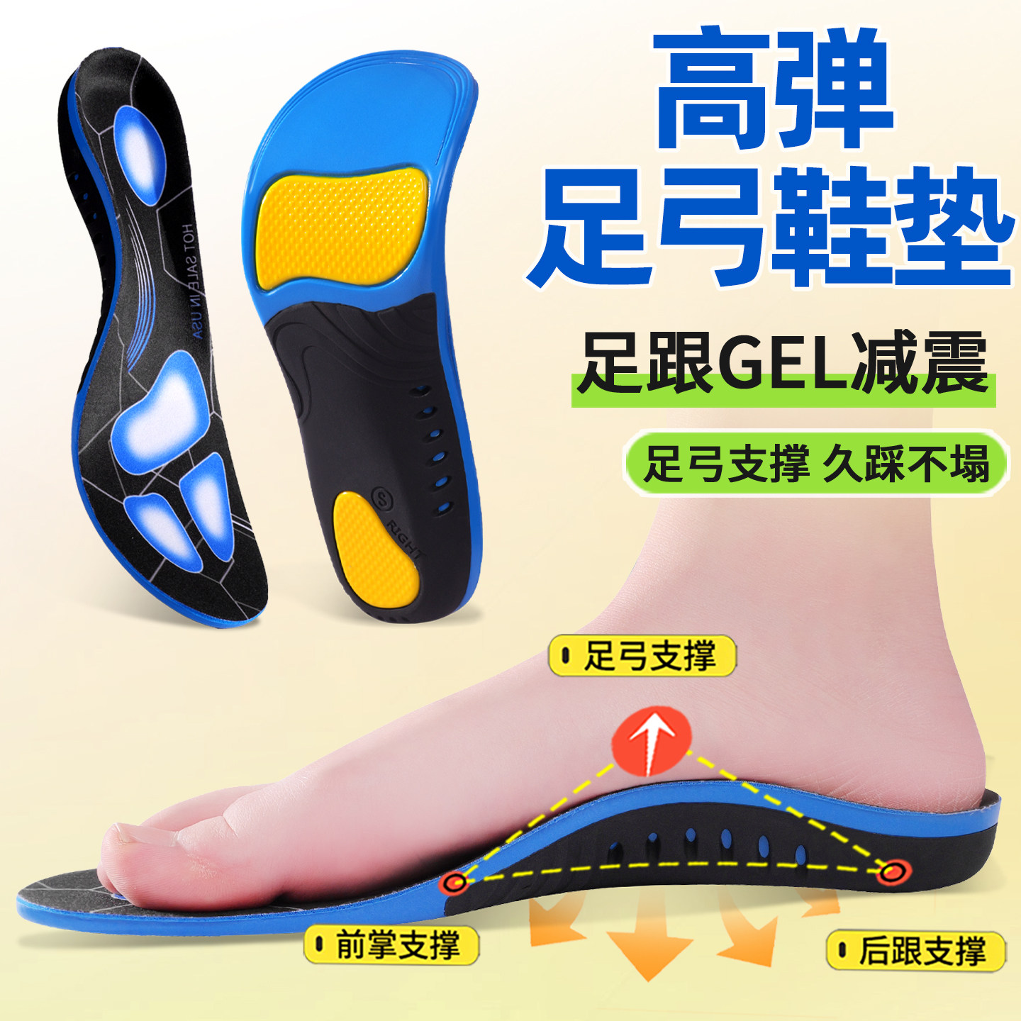 成人扁平足专用矫正鞋垫足弓支撑足外翻内八字横弓塌陷矫形器防滑