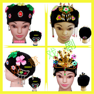 戏剧用品媒婆帽子秧歌头饰老太太假发民间演出道具老婆婆头套