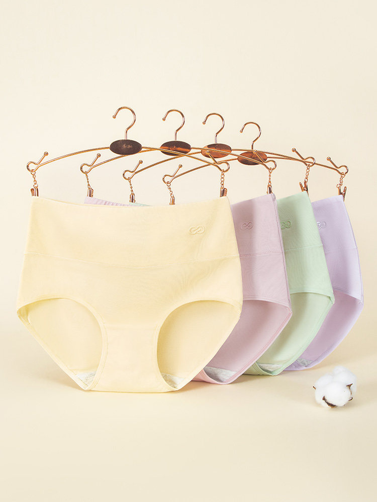 Pastel women’s panties displayed on hangers