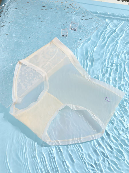 White sheer underwear/briefs displayed in pool water
