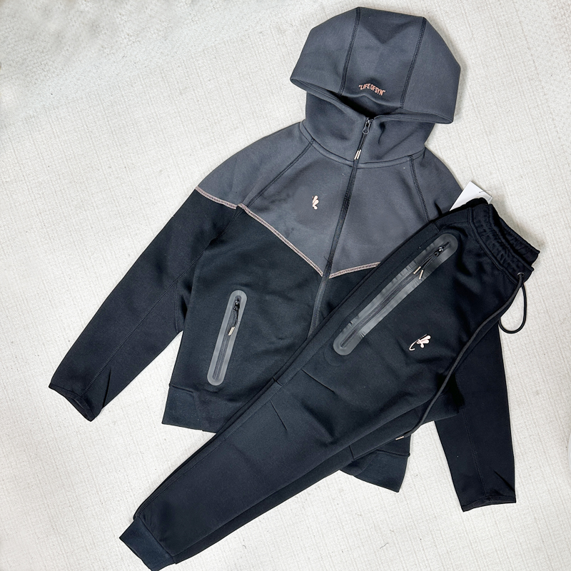 HQ3男士外套春秋新品空气层棉针织连帽拉链衫运动休闲上衣夹克748