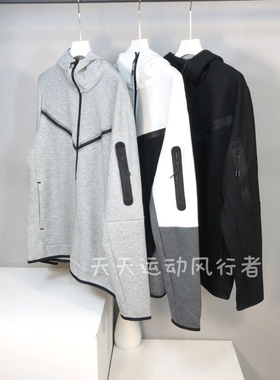 CU4男士外套春秋新品空气层棉针织连帽拉链衫运动休闲上衣夹克489