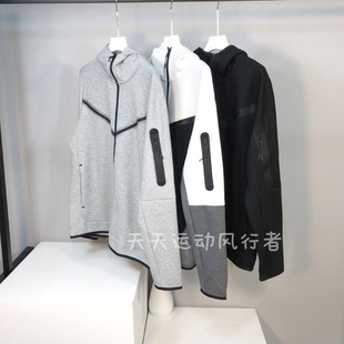 CU4男士外套春秋新品空气层棉针织连帽拉链衫运动休闲上衣夹克489