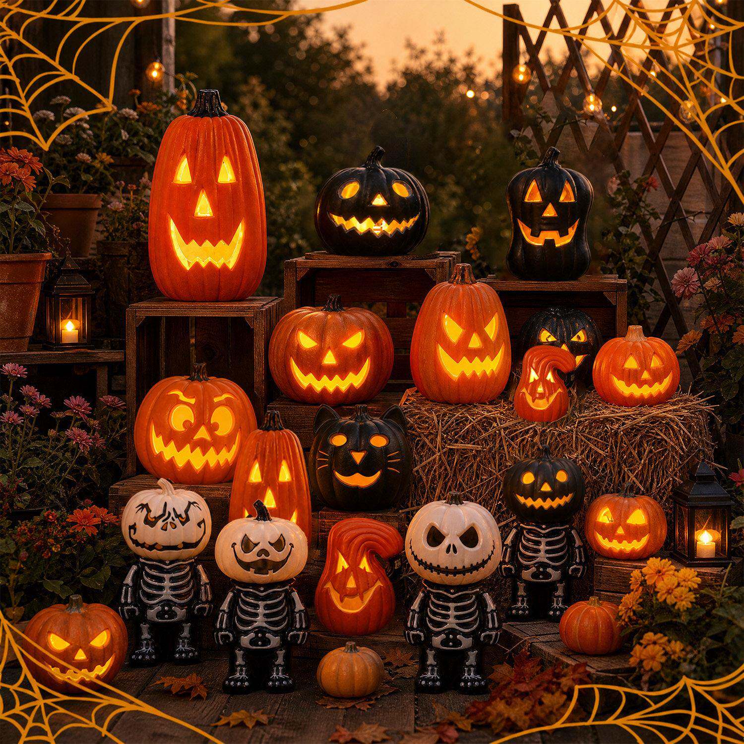 万圣节装饰品场景布置发光南瓜灯摆件halloween恐怖节日装扮道具