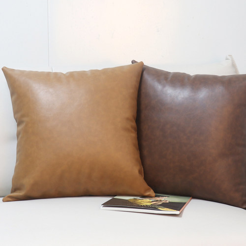 复古皮革方形抱枕套可拆洗