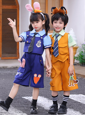 疯狂动物儿童演出服朱迪兔子警官cos尼克狐狸衣服小学生卡通服装