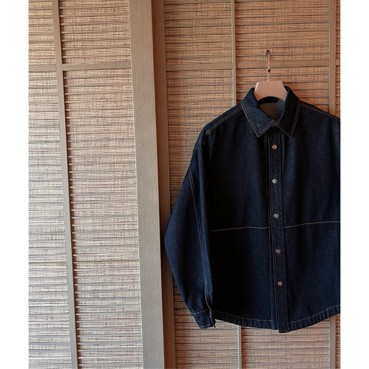 复古水洗深蓝色明线解构情侣款宽松休闲翻领长袖牛仔衬衫衬衣外套,男装,衬衫,淘宝优惠券,粉丝福利购,淘宝优惠卷