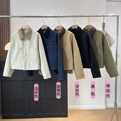 试衣间出品秋新款休闲拉链短茄克/外套翻领时尚夹克上衣女479208