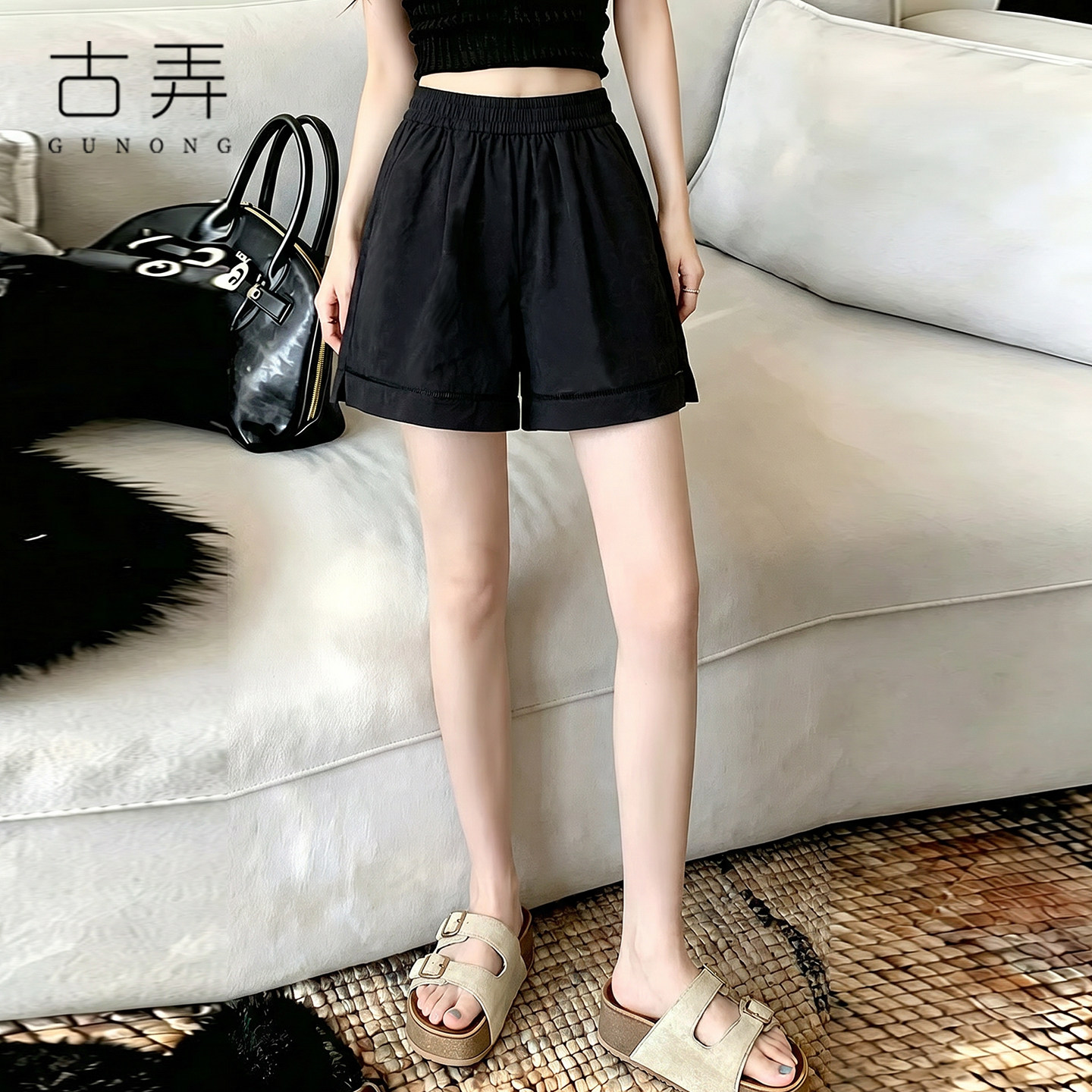 爆款镂空A字版女2026夏季新款高腰遮胯显瘦辣妹热裤三分裤