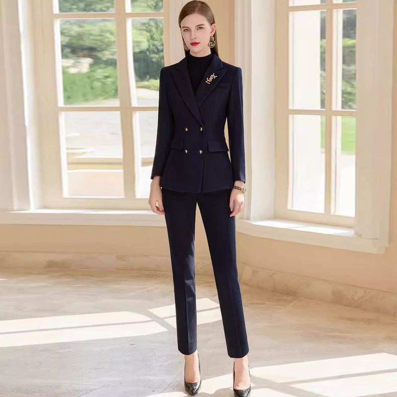 AD羊毛呢西装外套女2025新款秋冬工作服女士职业气质套装商务正装